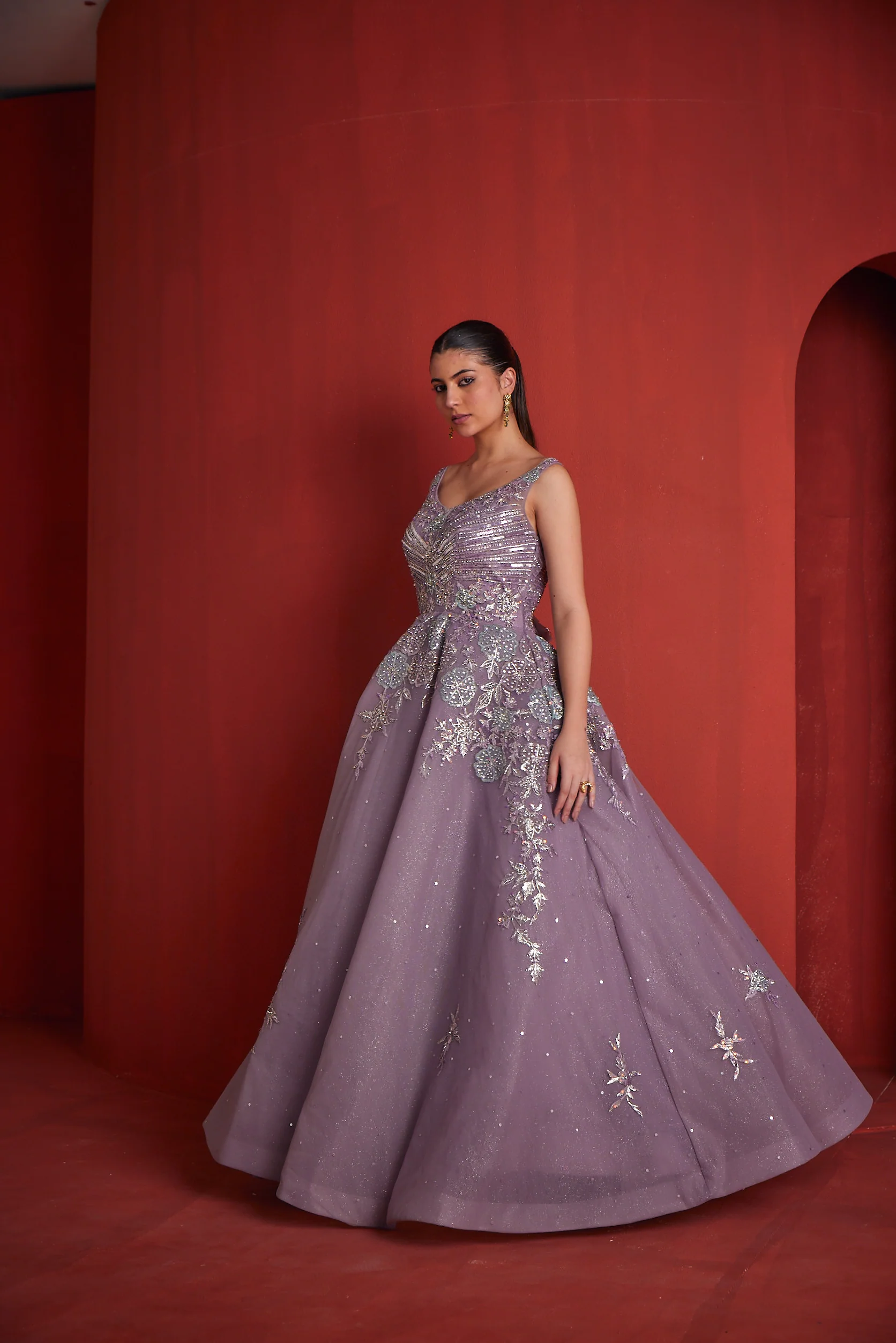 Neerus Womens Lilac Colour Gown