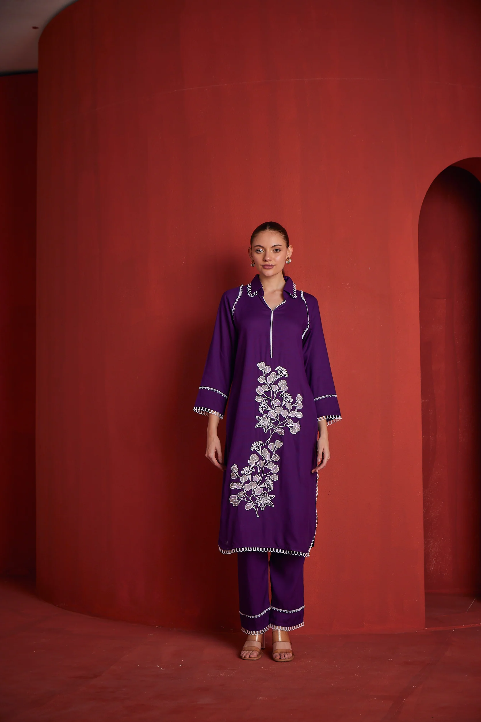 Neerus Womens Purple Colour Kurta Set