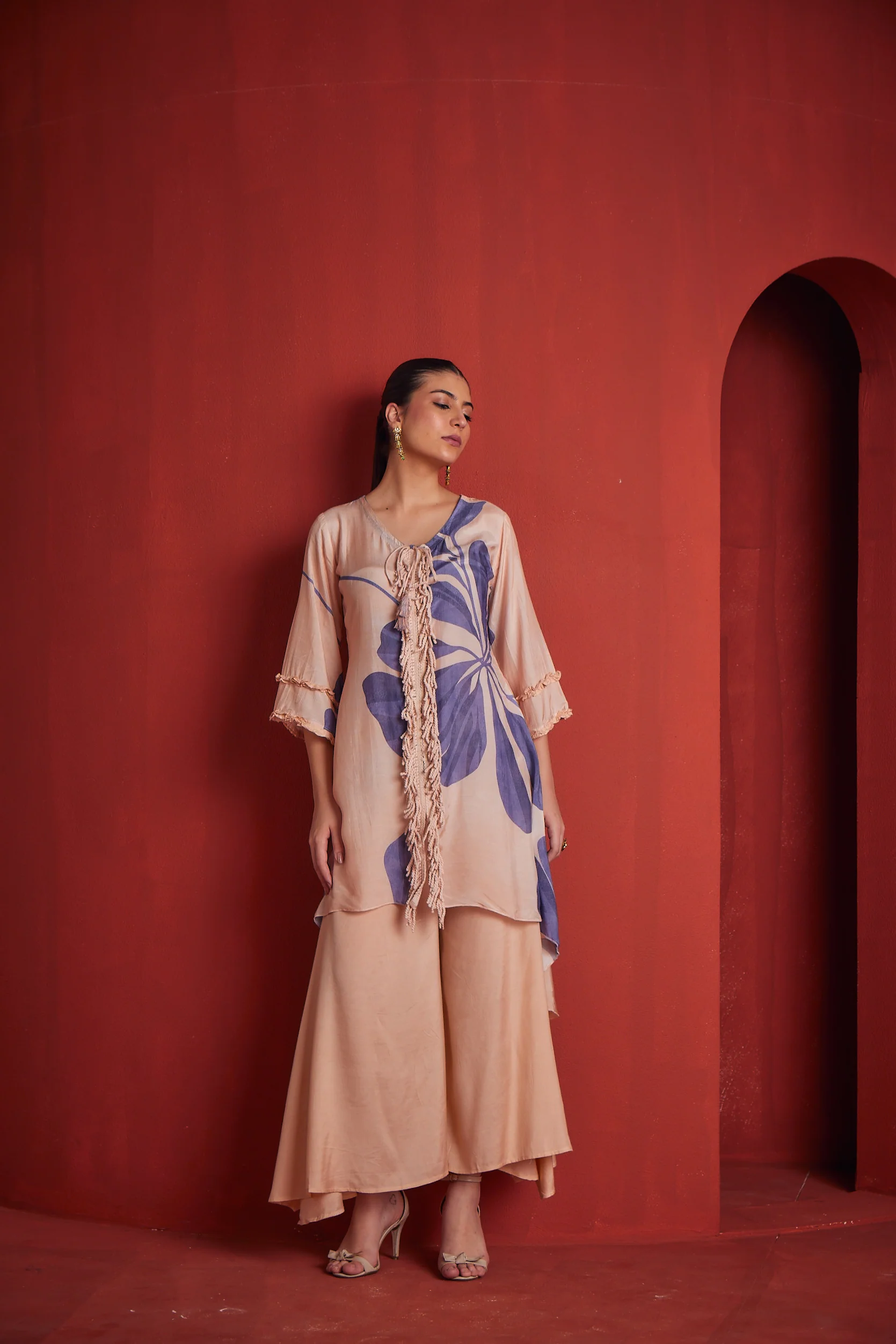 Neerus Womens Purple Muslin Fabric Co Ord - Image 2