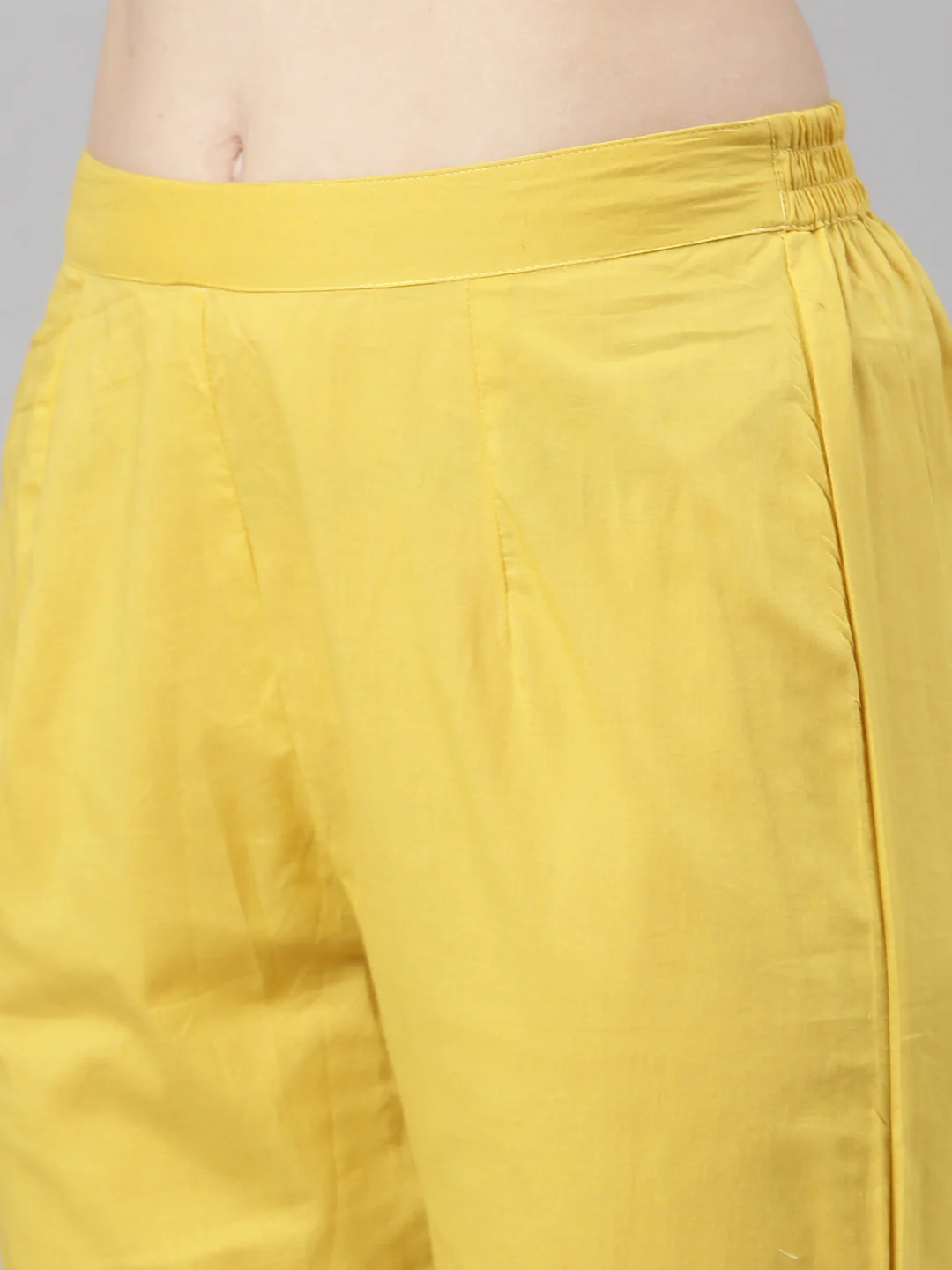Neerus Yellow Casual Anarkali Kurta and Trousers With Dupatta - Image 7