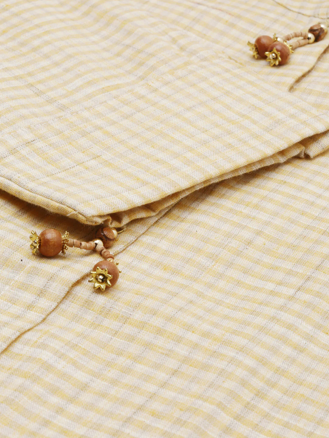 Neerus Yellow Checkss A Line Kurta - Image 7