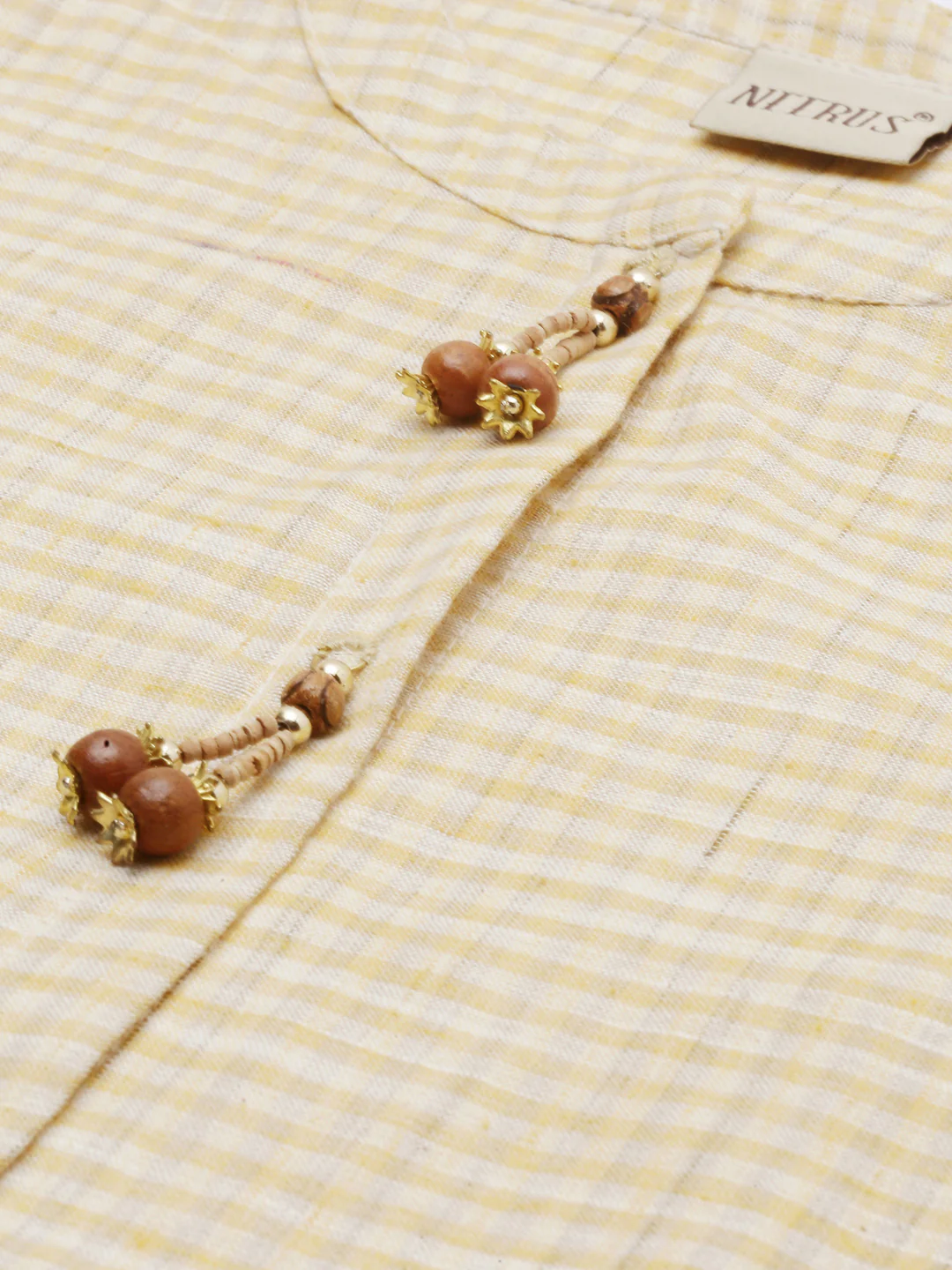 Neerus Yellow Checkss A Line Kurta - Image 8