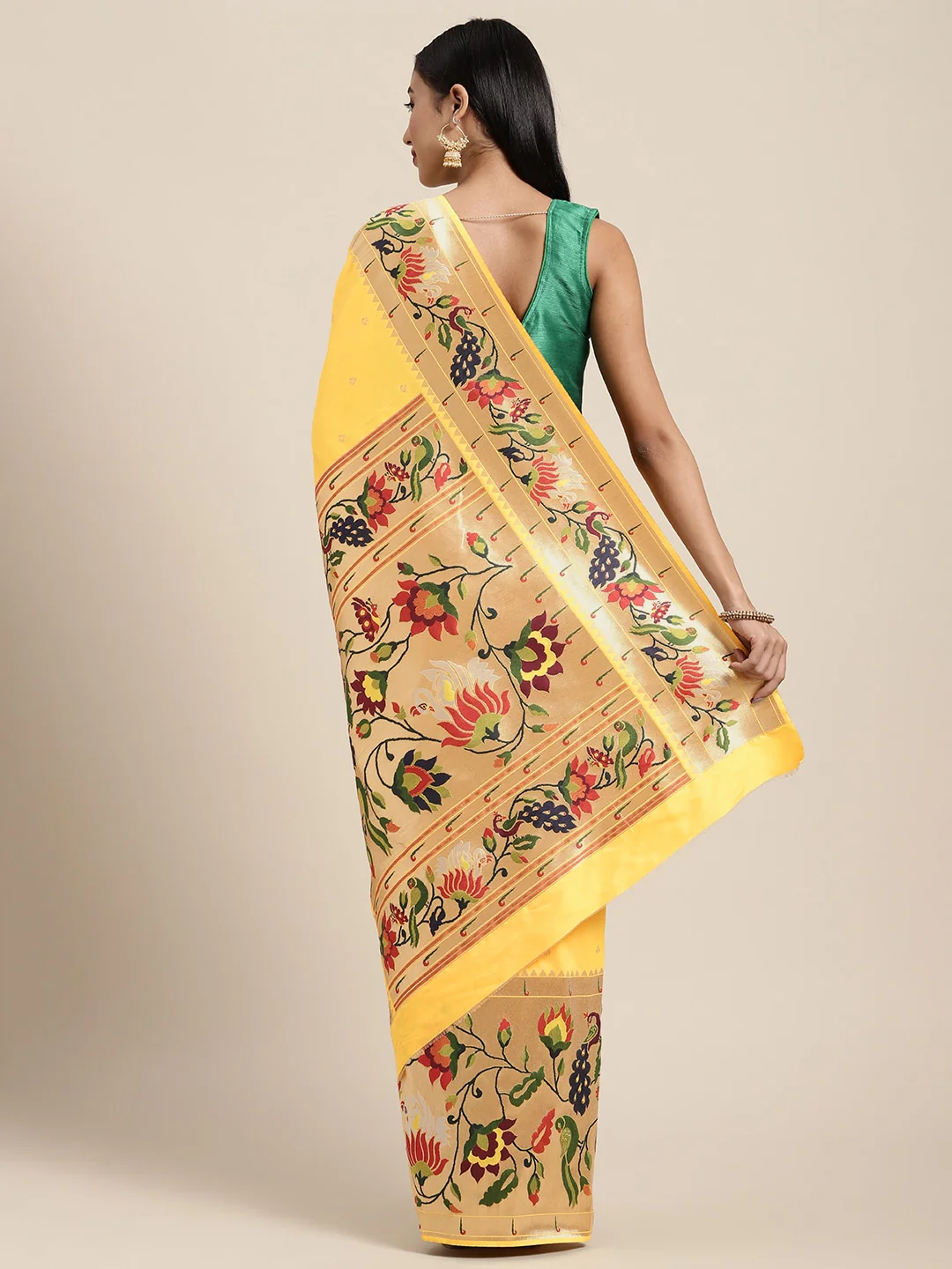 Neerus Yellow Color Banaras Fabric Saree - Image 2