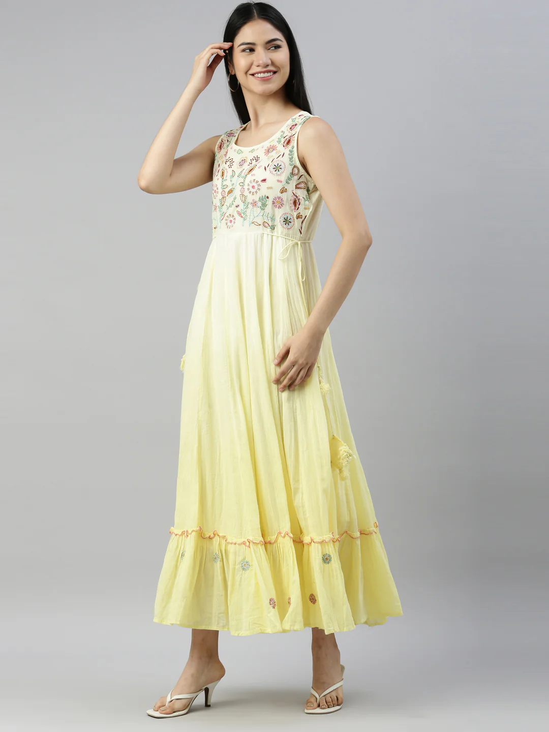 Neerus Yellow Color Cotton Fabric Kurta - Image 2