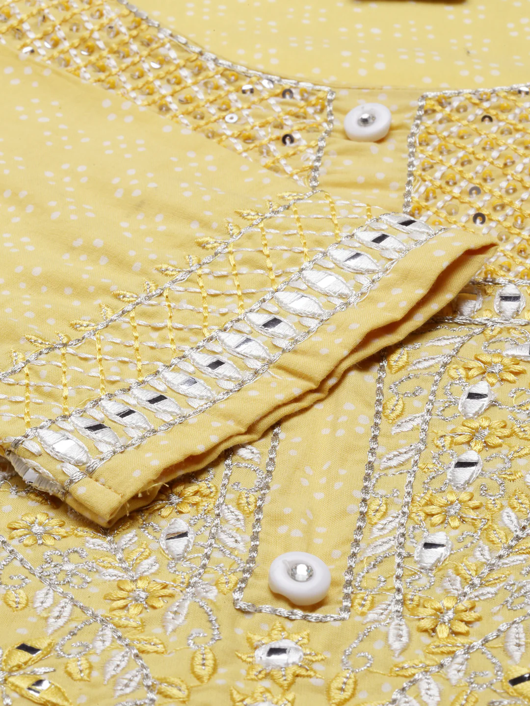 Neerus Yellow Color Cotton Fabric Tunic - Image 3