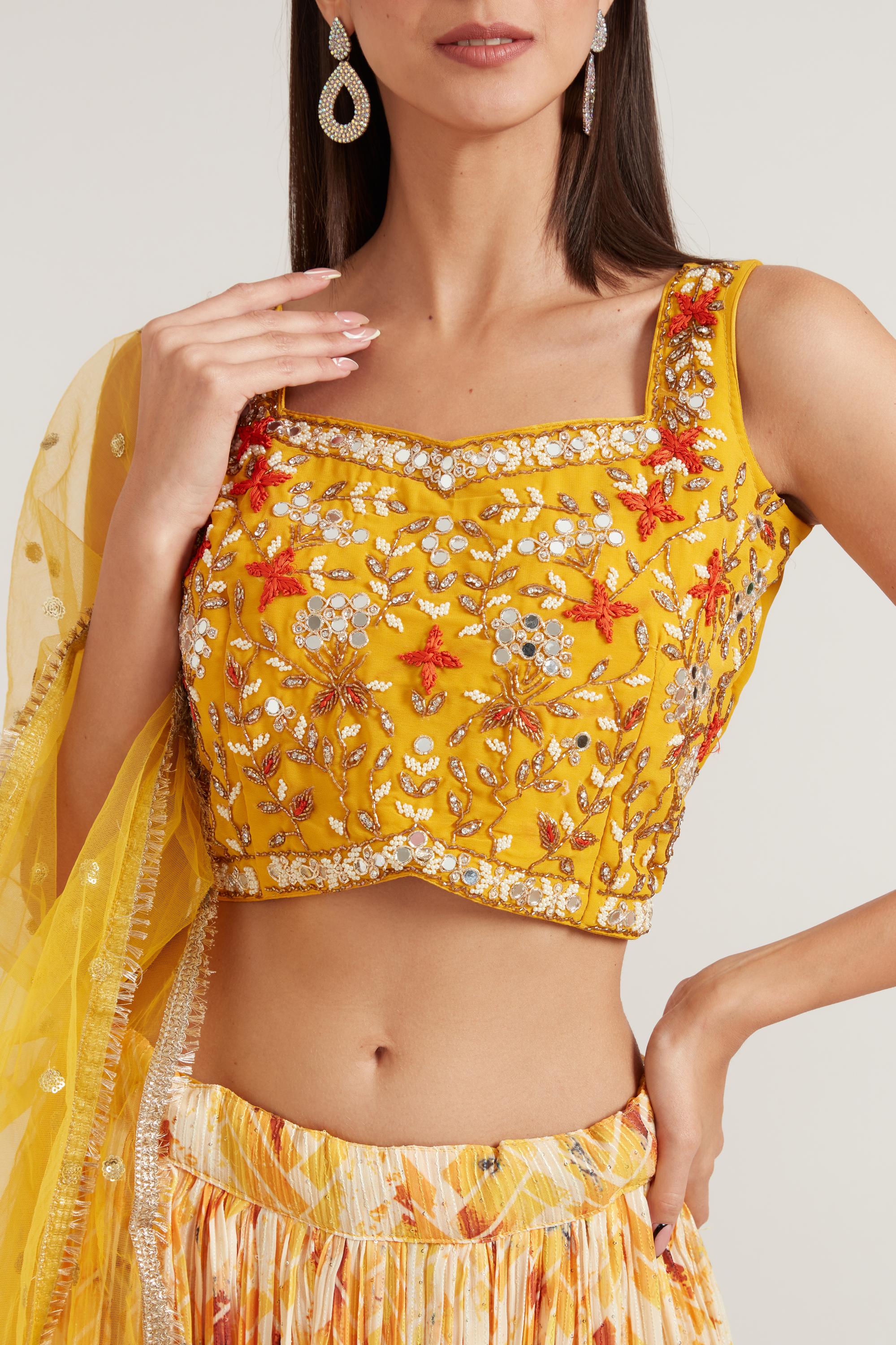 Neerus Yellow Color Georgette Fabric Ghagra Set - Image 4