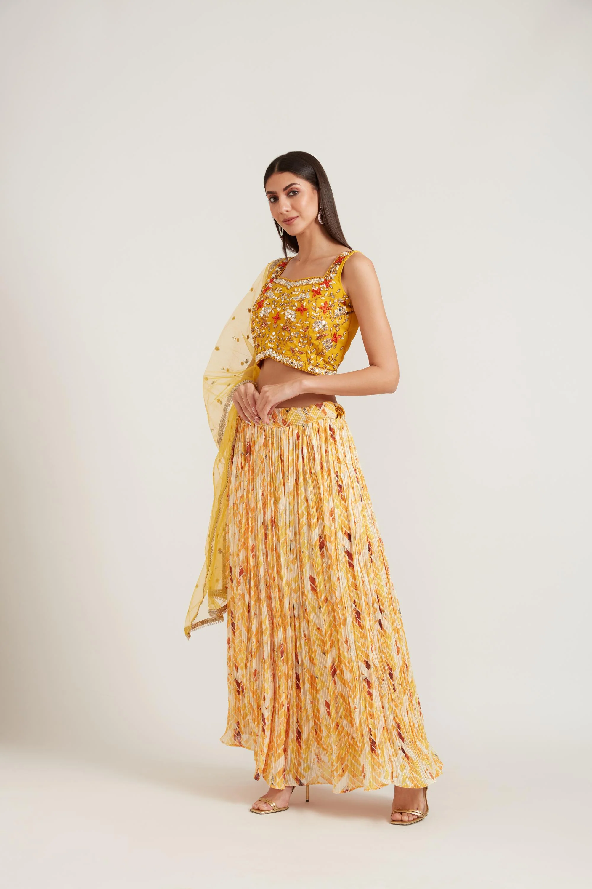 Neerus Yellow Color Georgette Fabric Ghagra Set - Image 5