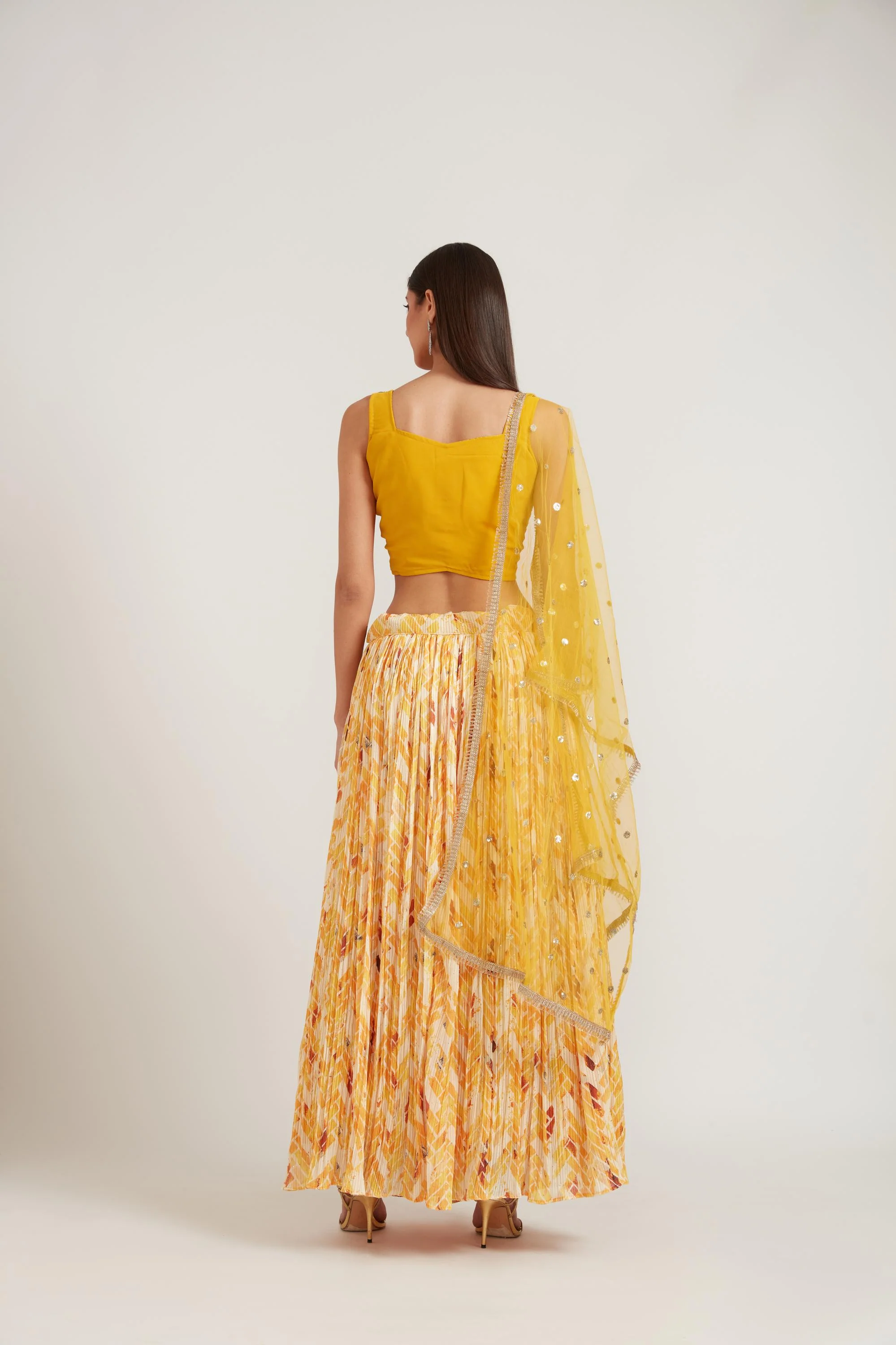 Neerus Yellow Color Georgette Fabric Ghagra Set - Image 6