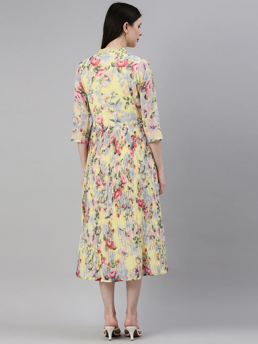 Neerus Yellow Color Georgette Fabric Kurta - Image 5