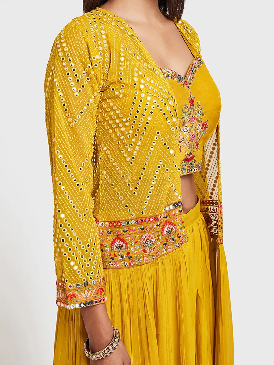 Neerus Yellow Color Georgette Fabric Suit-Fusion - Image 3