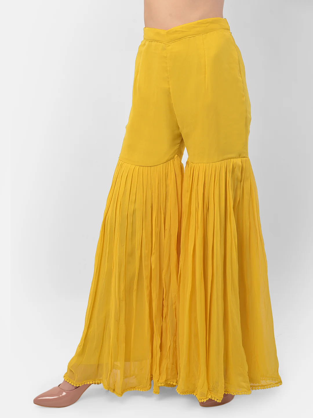 Neerus Yellow Color Georgette Fabric Suit-Gharara - Image 4