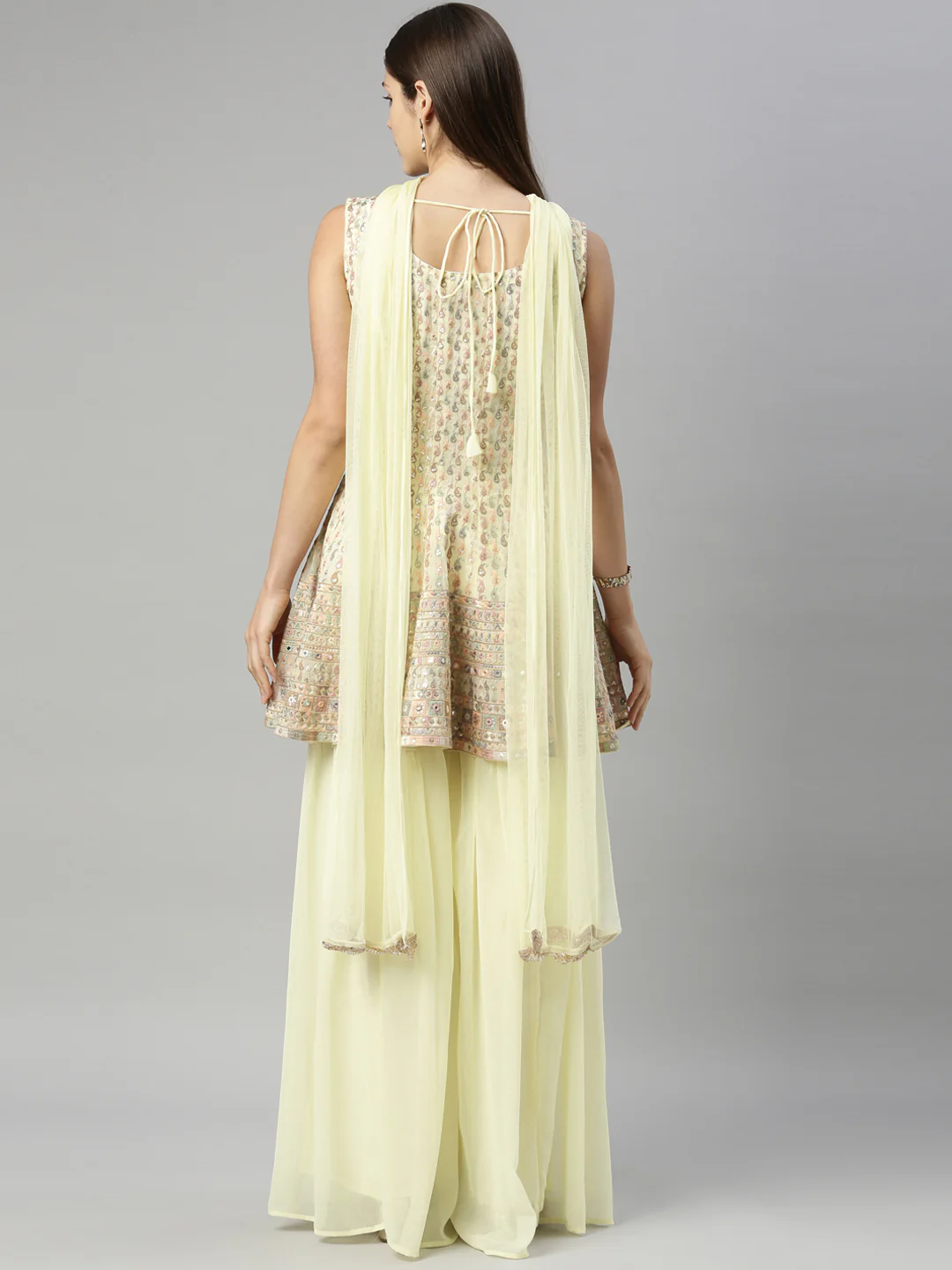 Neerus Yellow Color Georgette Fabric Suit-Short Anarkali - Image 3