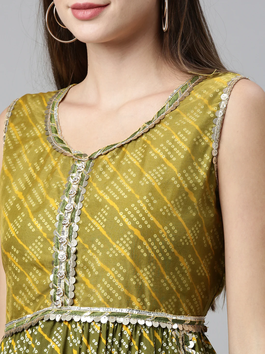 Neerus Yellow Color Jute Cotton Fabric Kurta Sets With Dupatta - Image 3