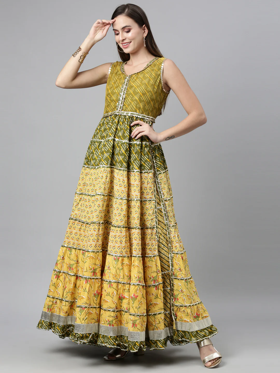 Neerus Yellow Color Jute Cotton Fabric Kurta Sets With Dupatta - Image 5