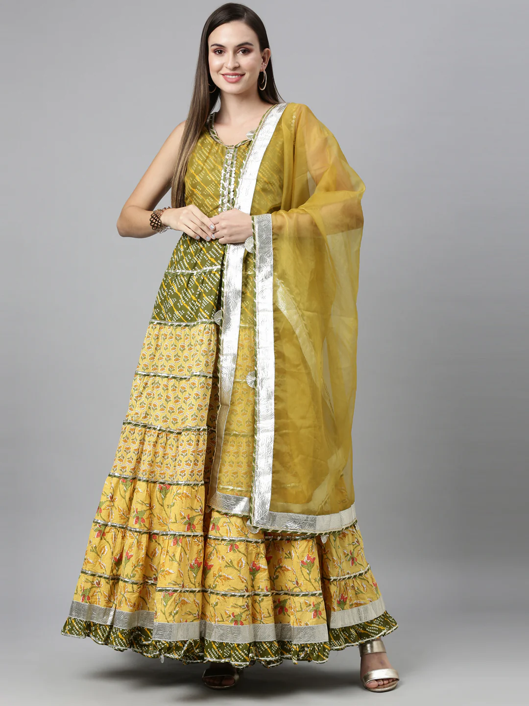 Neerus Yellow Color Jute Cotton Fabric Kurta Sets With Dupatta - Image 9