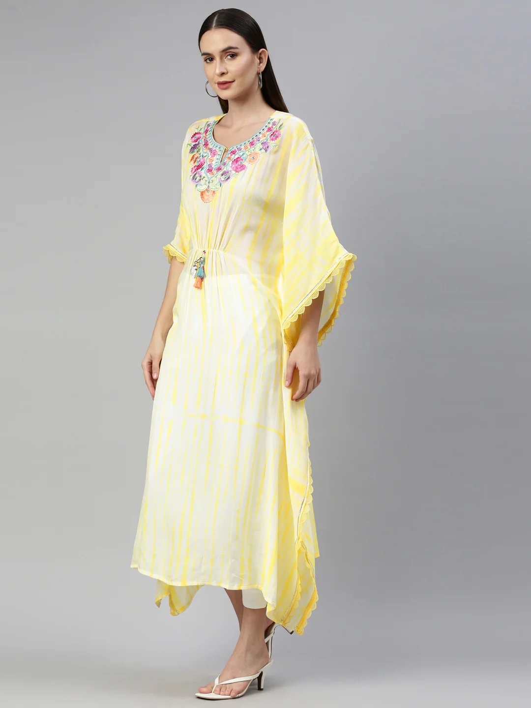 Neerus Yellow Color Muslin Fabric Kurta - Image 3