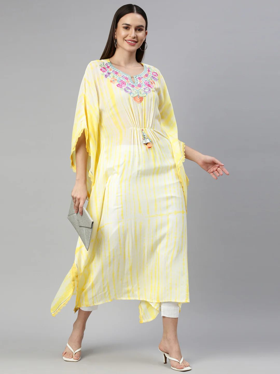 Neerus Yellow Color Muslin Fabric Kurta - Image 6