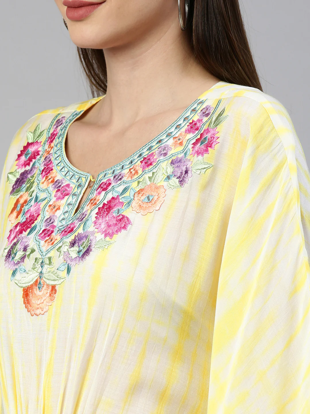 Neerus Yellow Color Muslin Fabric Kurta - Image 7