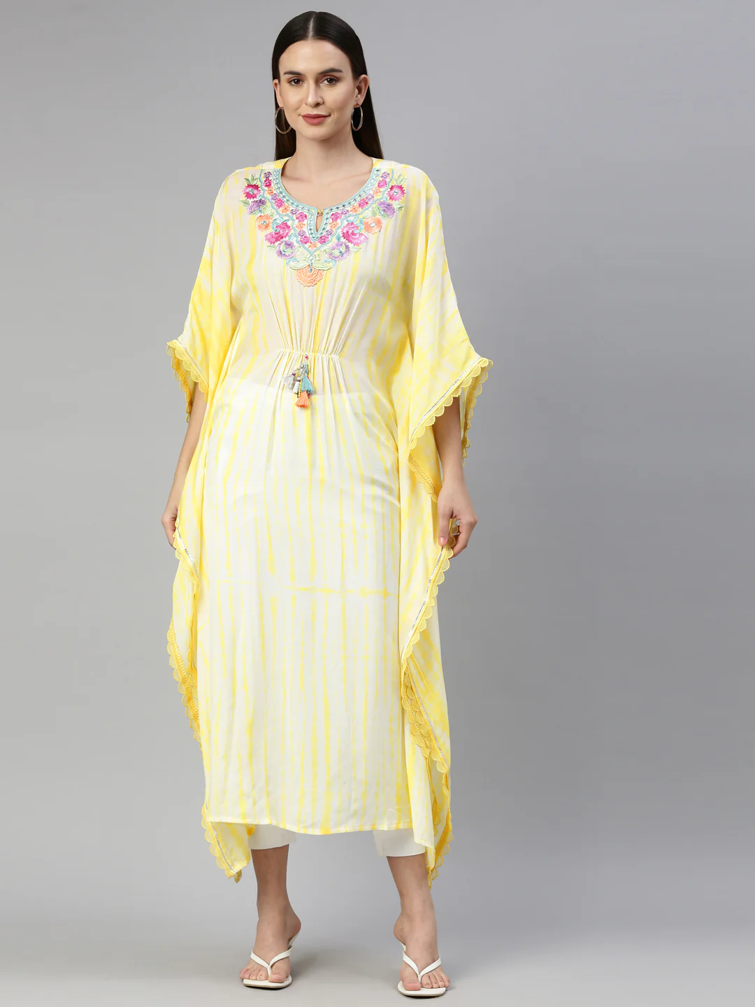 Neerus Yellow Color Muslin Fabric Kurta - Image 8