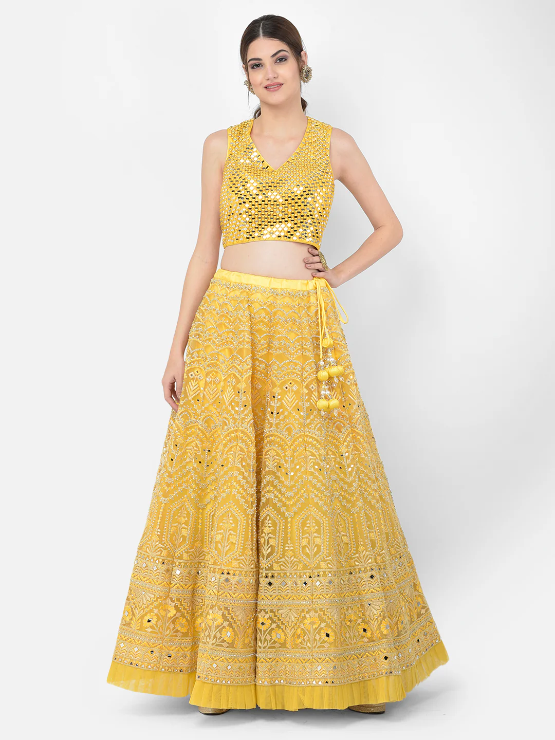 Neerus Yellow Color Nett Fabric Lehenga Choli