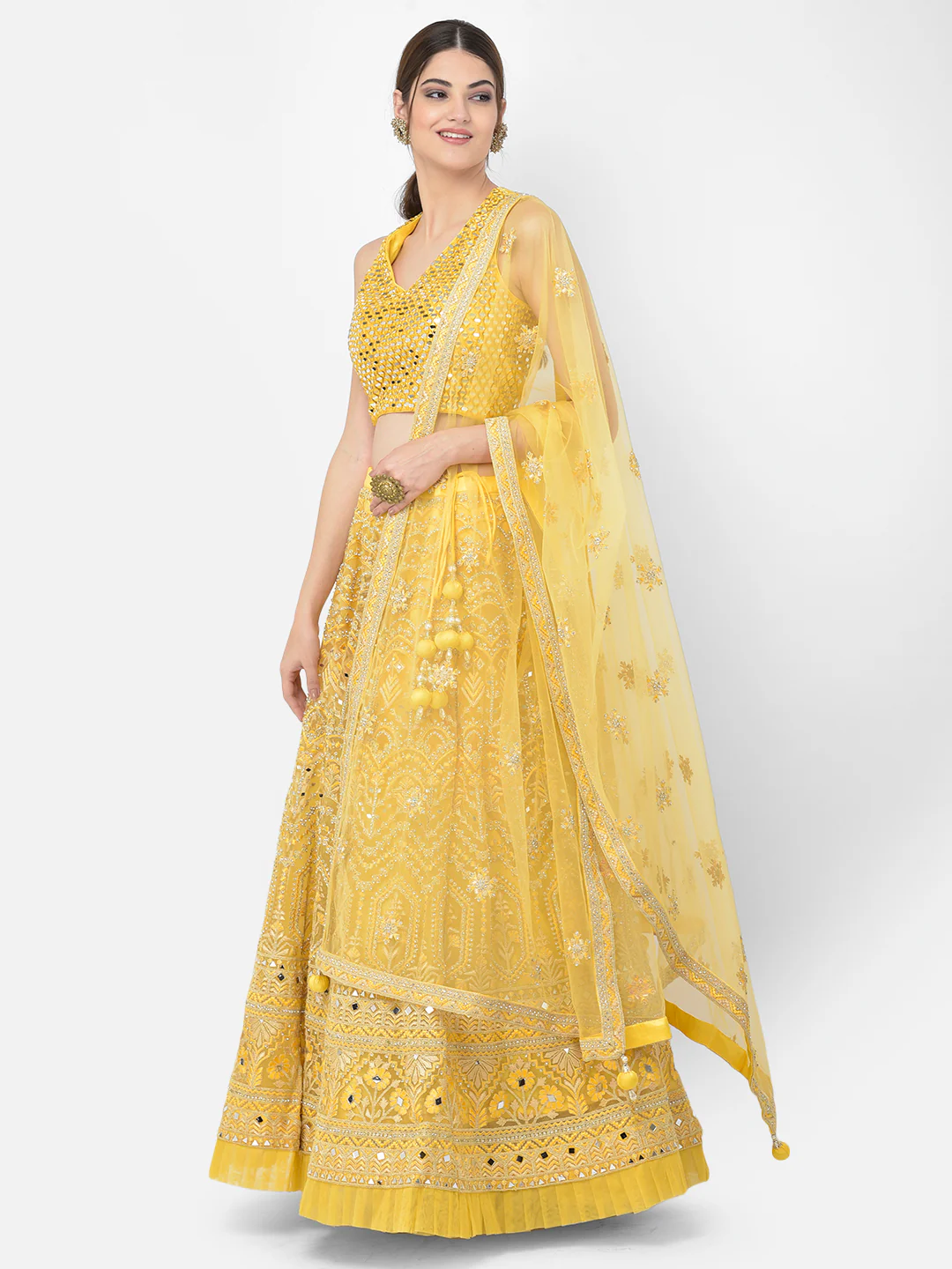 Neerus Yellow Color Nett Fabric Lehenga Choli - Image 2