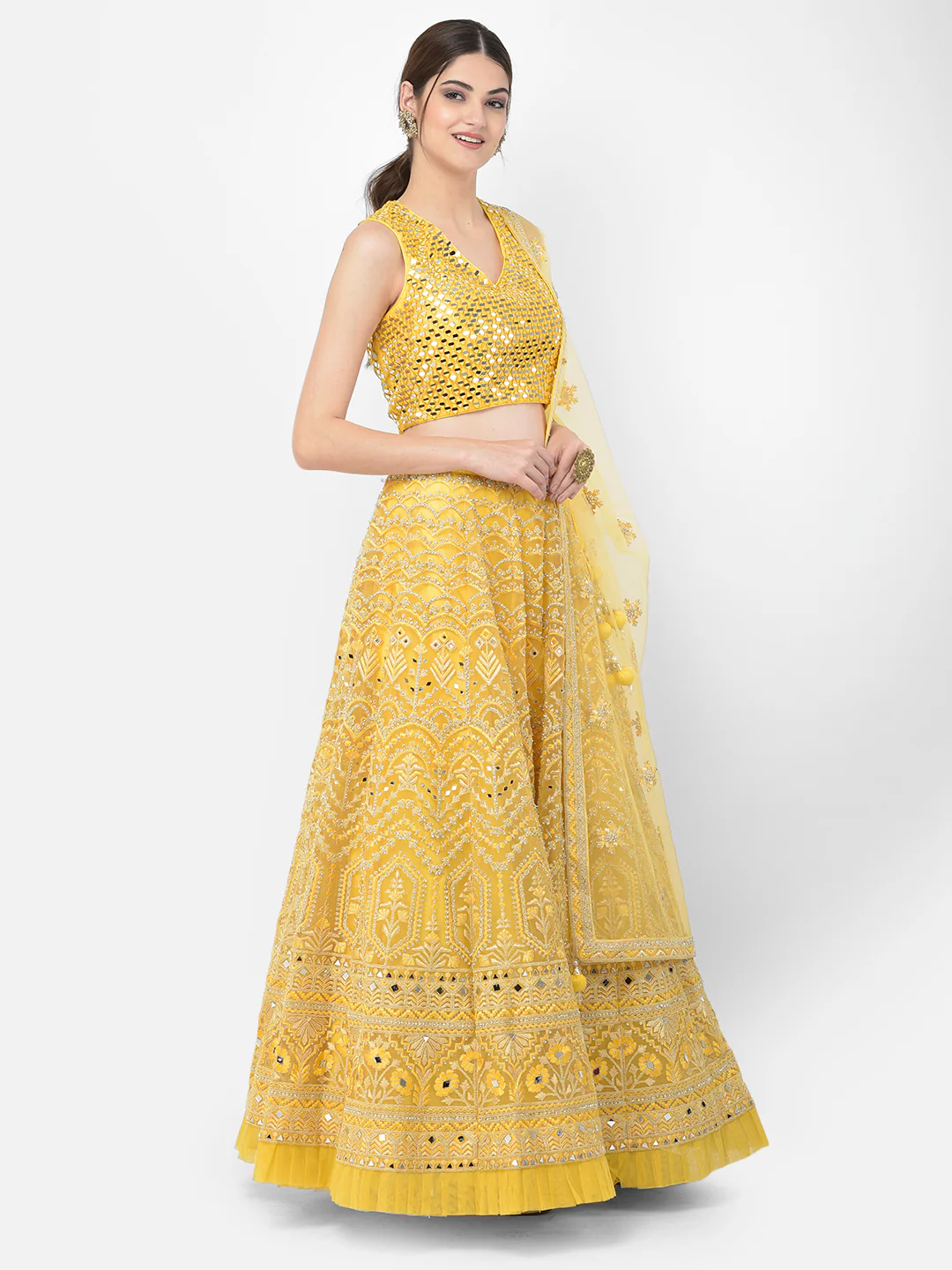 Neerus Yellow Color Nett Fabric Lehenga Choli - Image 3