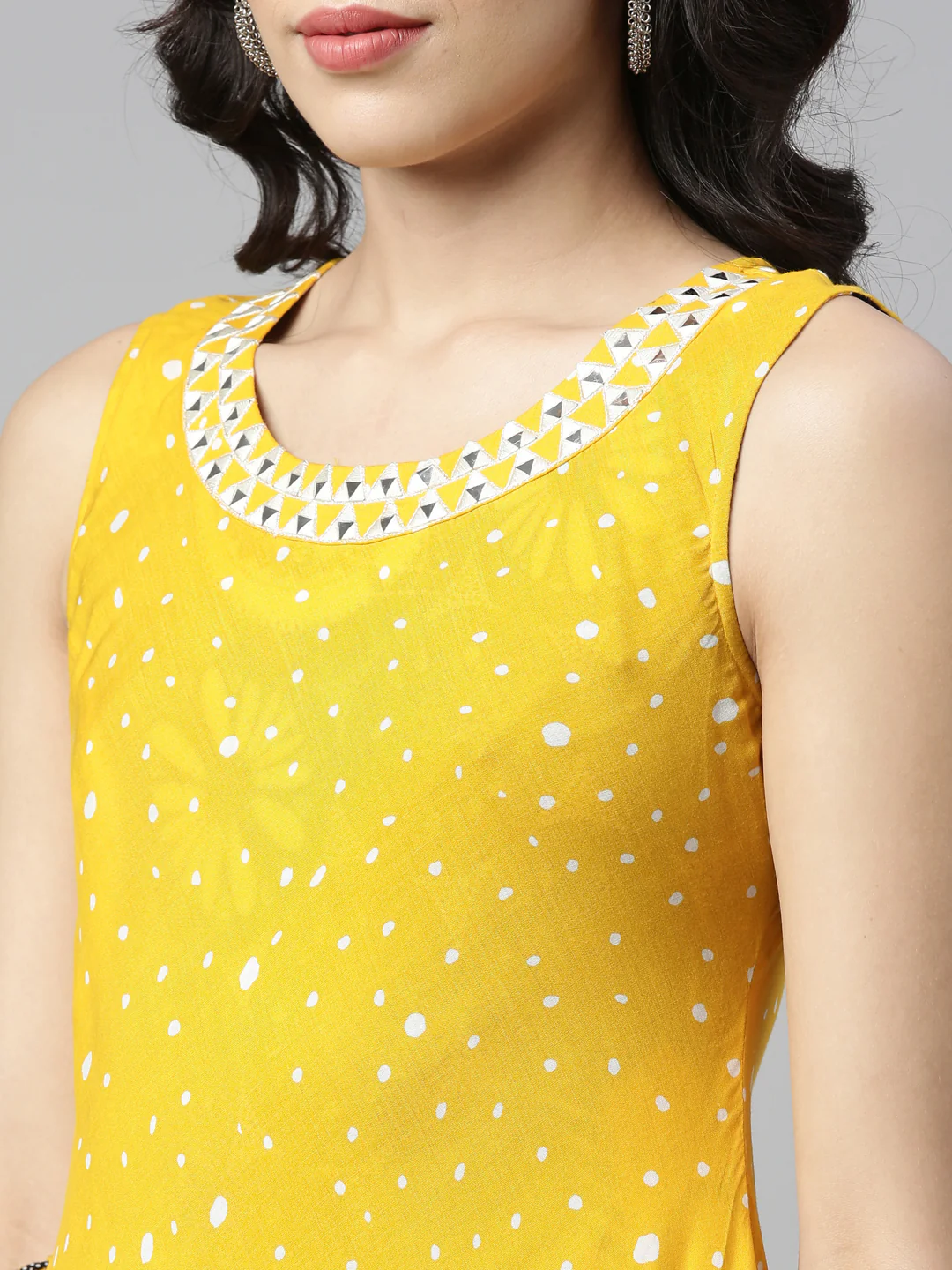 Neerus Yellow Color Rayon Fabric Kurta - Image 3
