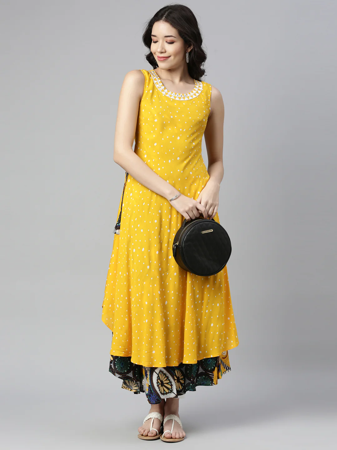Neerus Yellow Color Rayon Fabric Kurta - Image 4