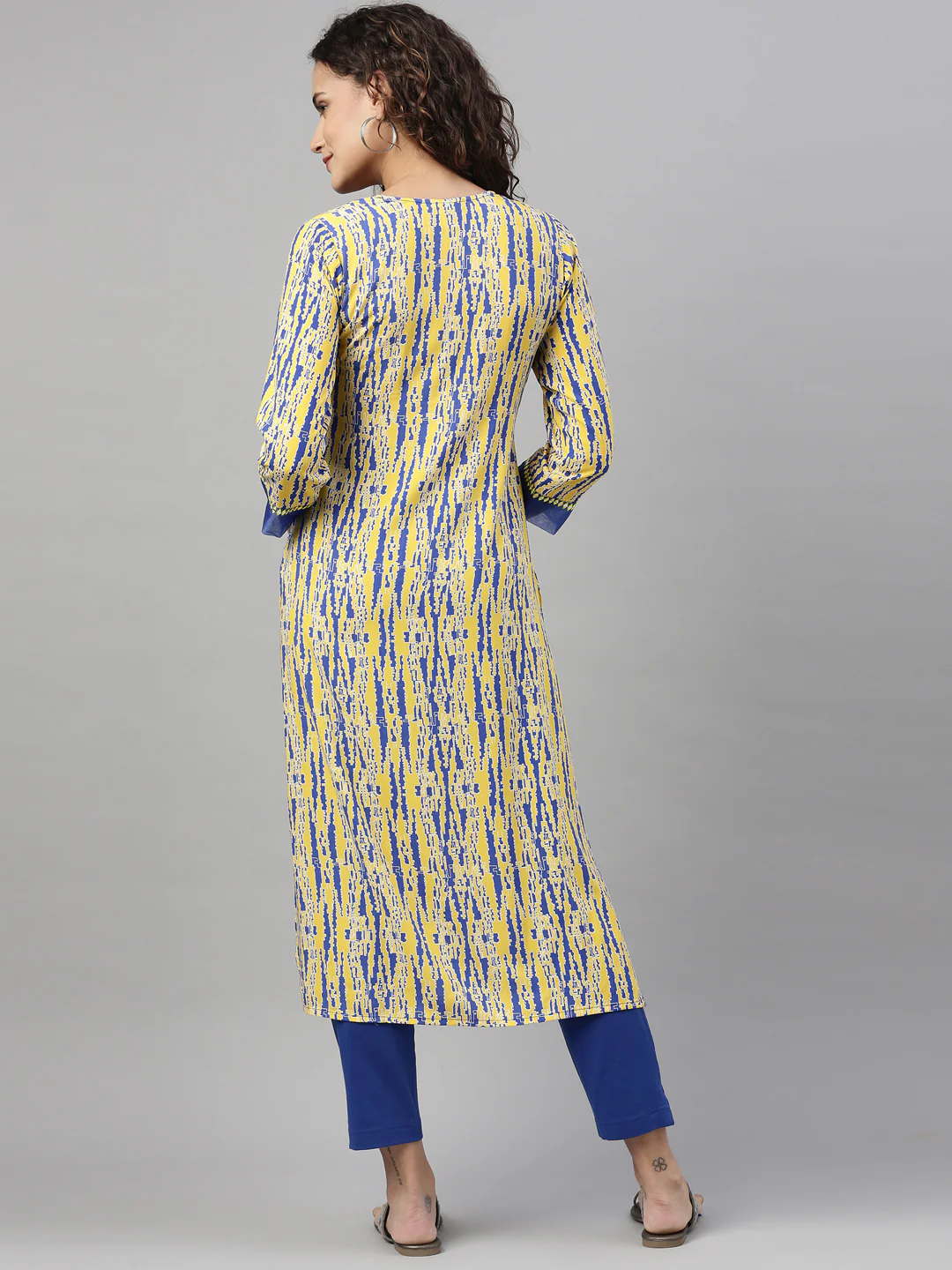 Neerus Yellow Color Rayon Fabric Kurta - Image 3
