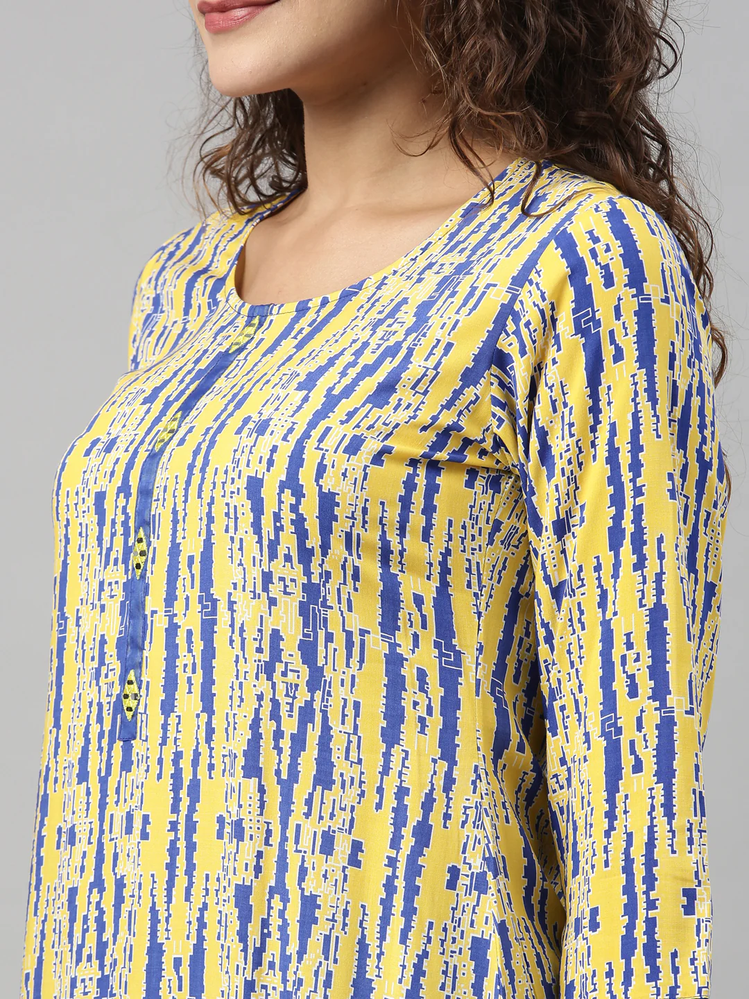Neerus Yellow Color Rayon Fabric Kurta - Image 4