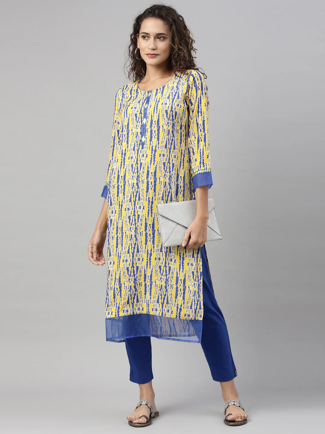 Neerus Yellow Color Rayon Fabric Kurta - Image 5