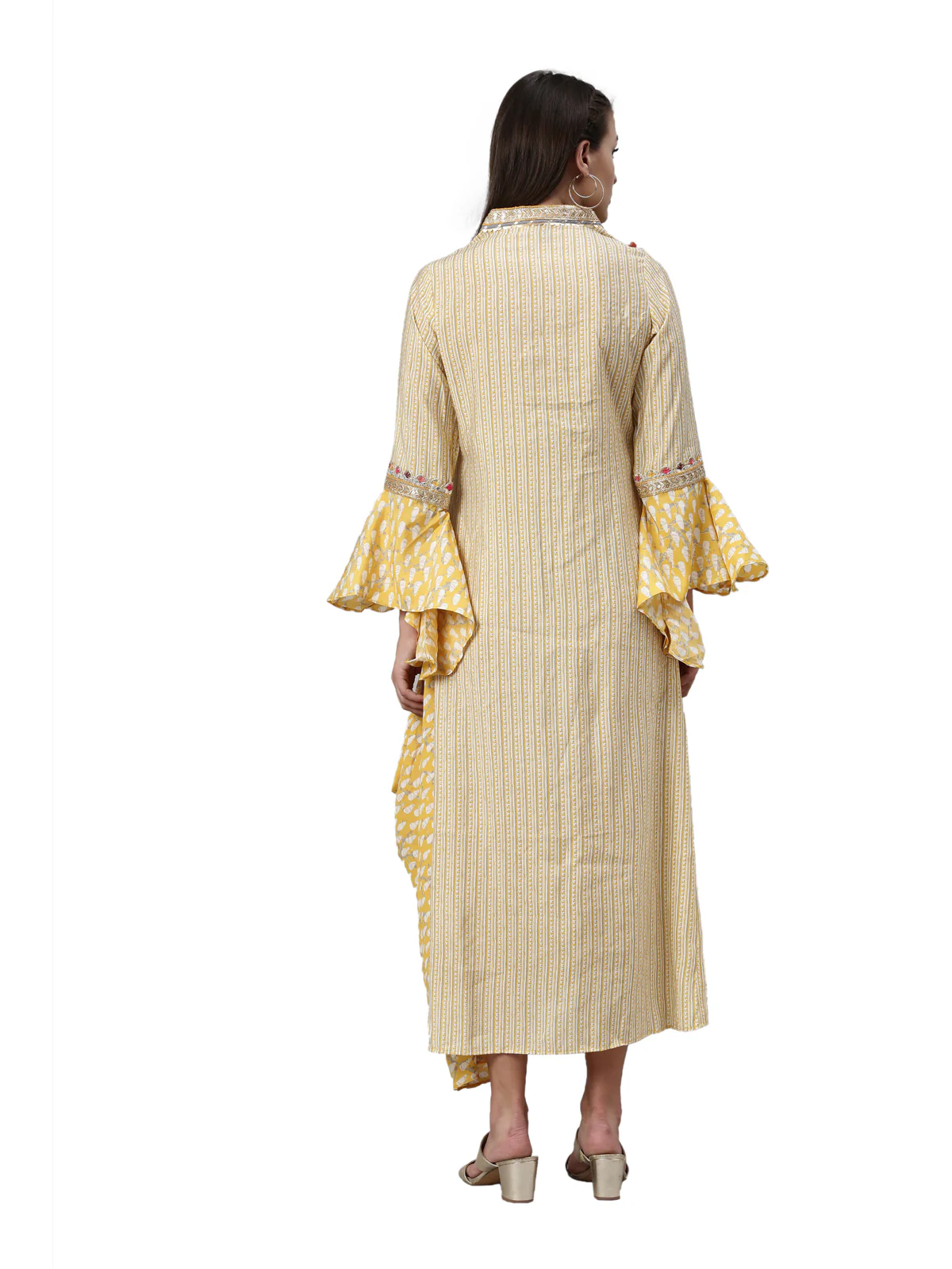 Neerus Yellow Color Santoon Fabric Kurta - Image 5