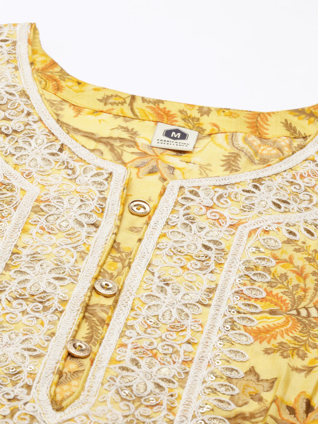Neerus Yellow Color Silk Fabric Kurta - Image 6