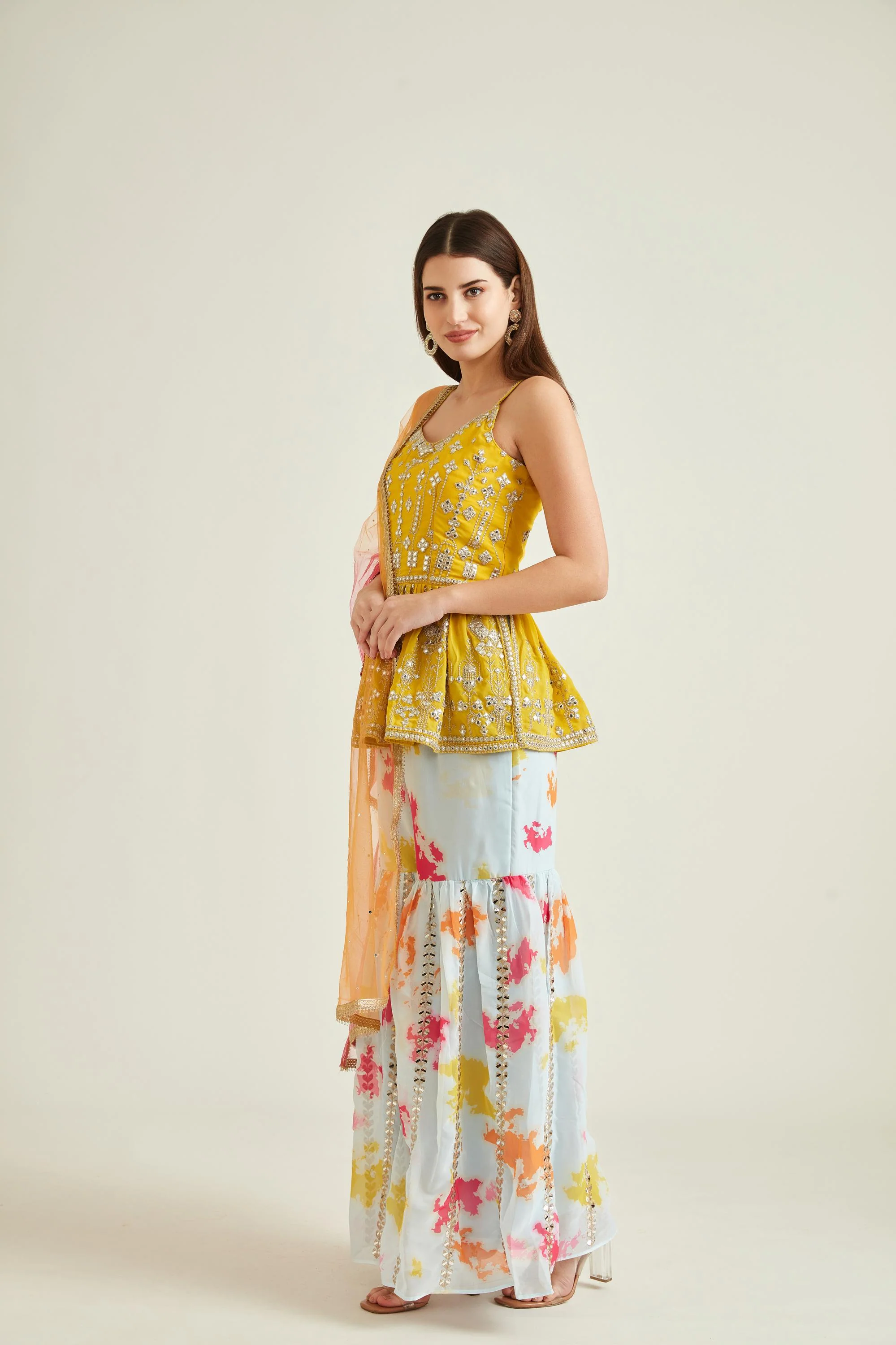 Neerus Yellow Colour Georgette Fabric Suit - Image 2