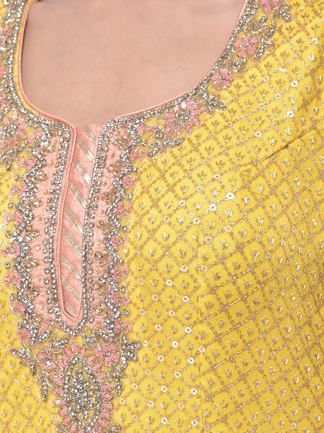 Neerus Yellow Colour Georgette Fabric Suit-Gharara - Image 4