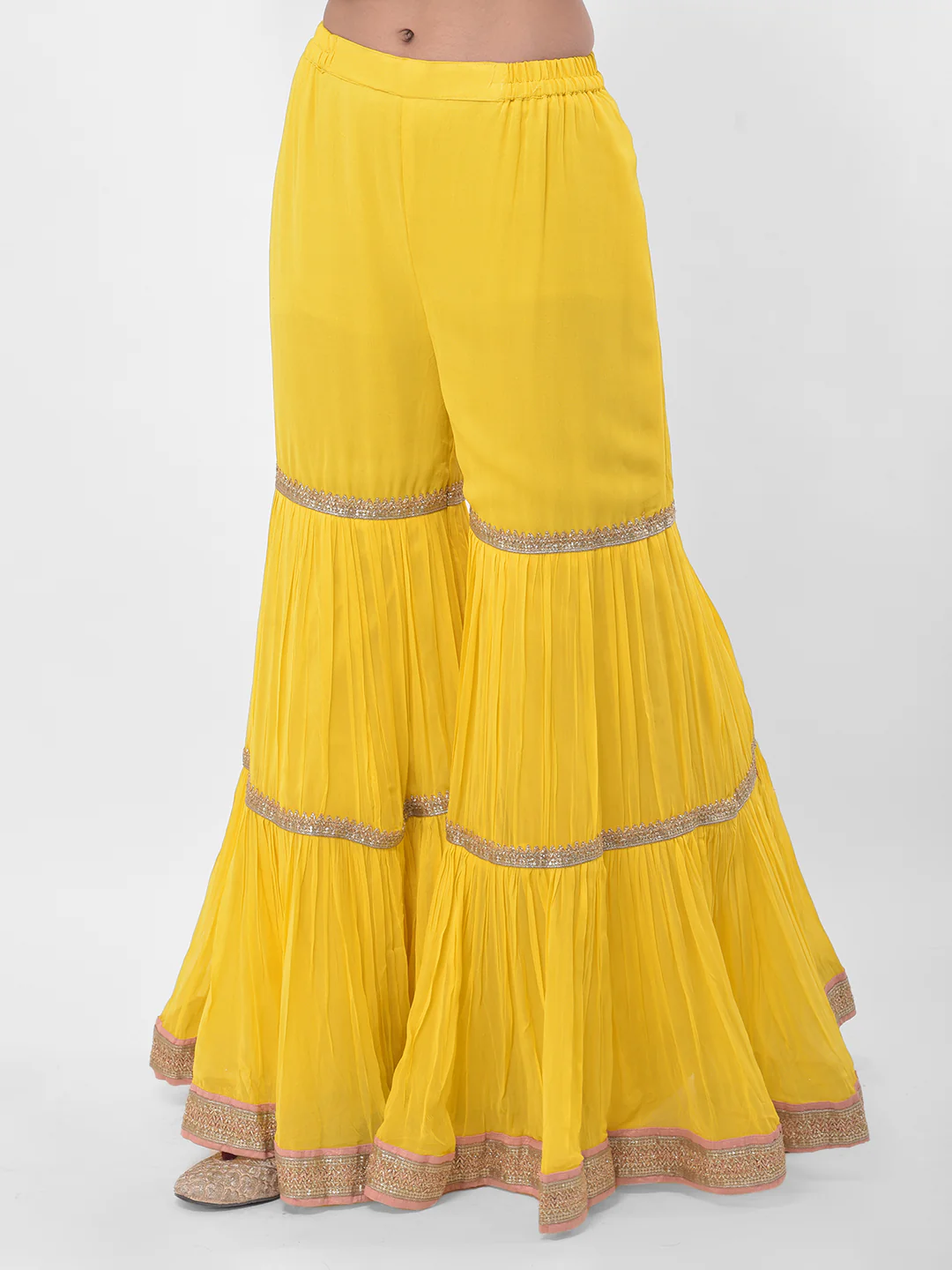Neerus Yellow Colour Georgette Fabric Suit-Gharara - Image 5
