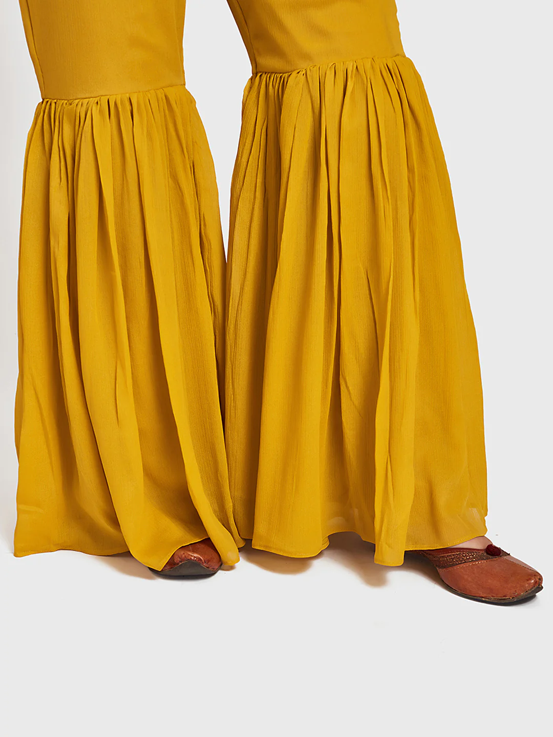 Neerus Yellow Embellished Kurta With Sharara & Dupatta - Image 4