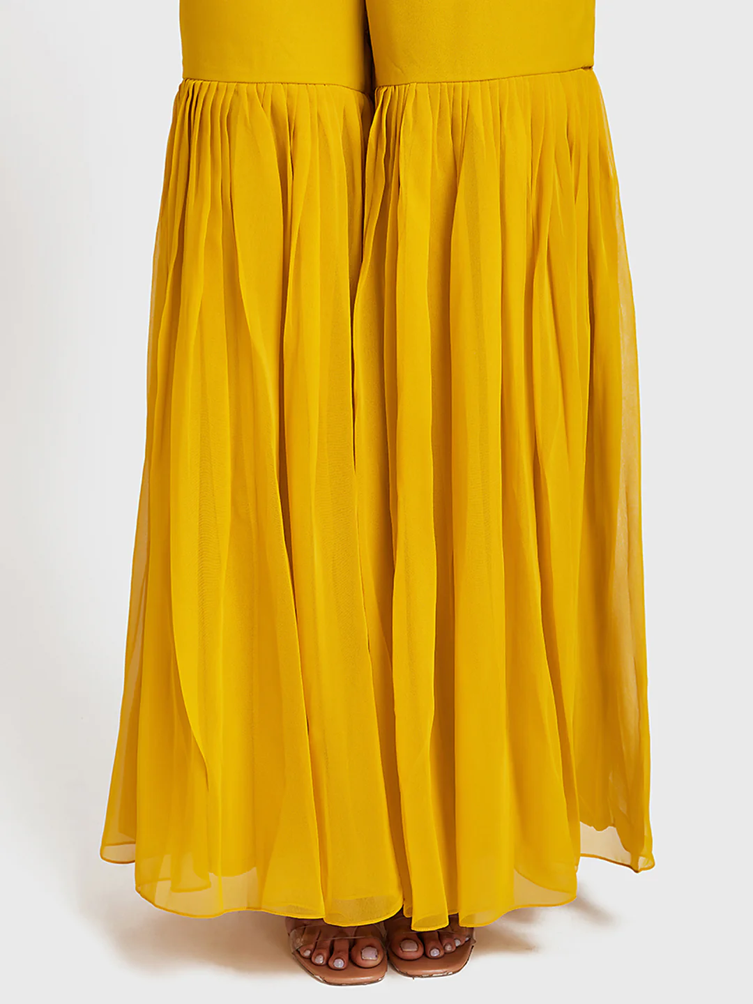 Neerus Yellow Embellished Kurta With Sharara & Dupatta - Image 4