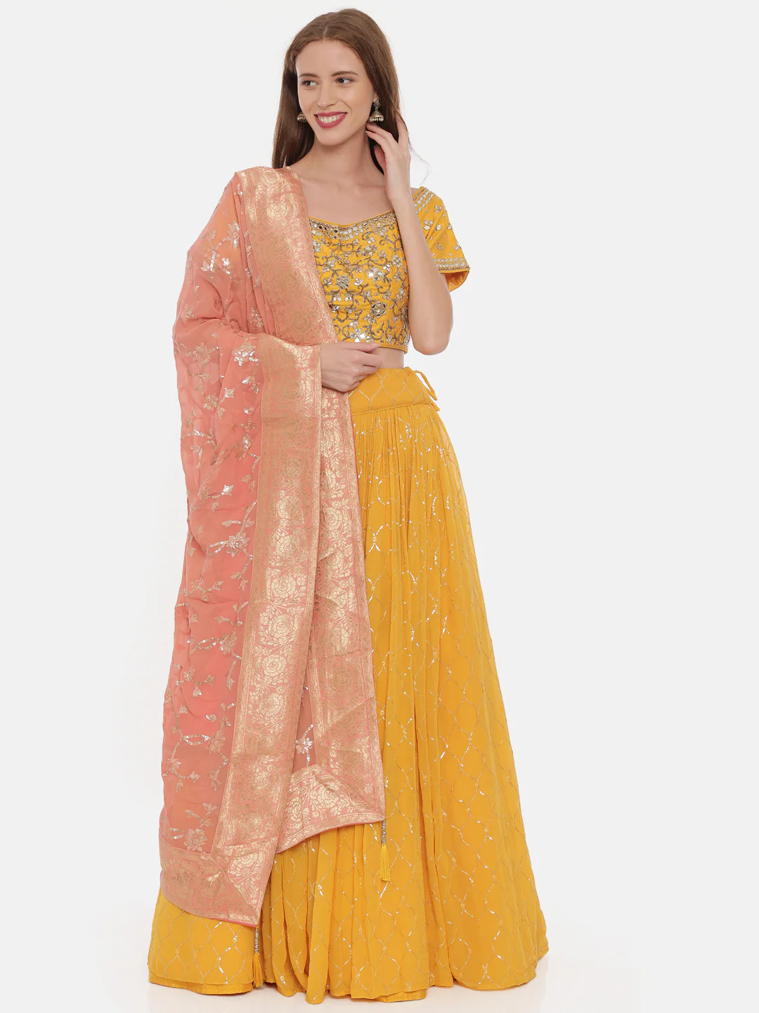 Neerus Yellow Embellished Lehenga Set