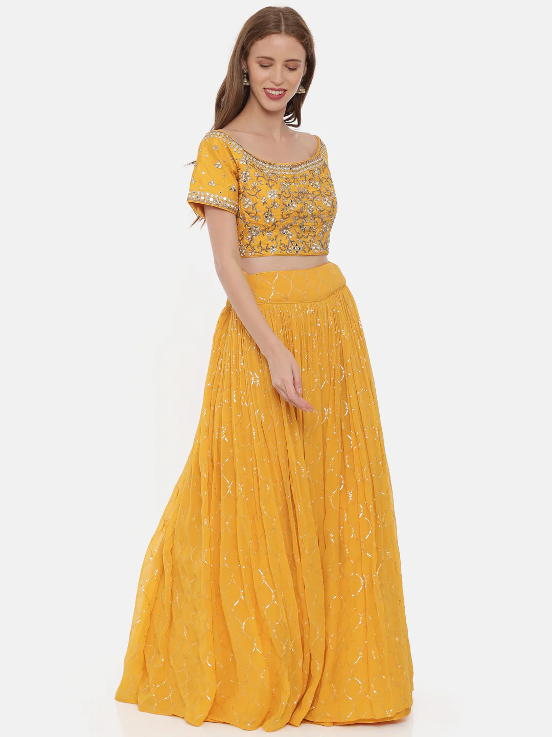 Neerus Yellow Embellished Lehenga Set - Image 3