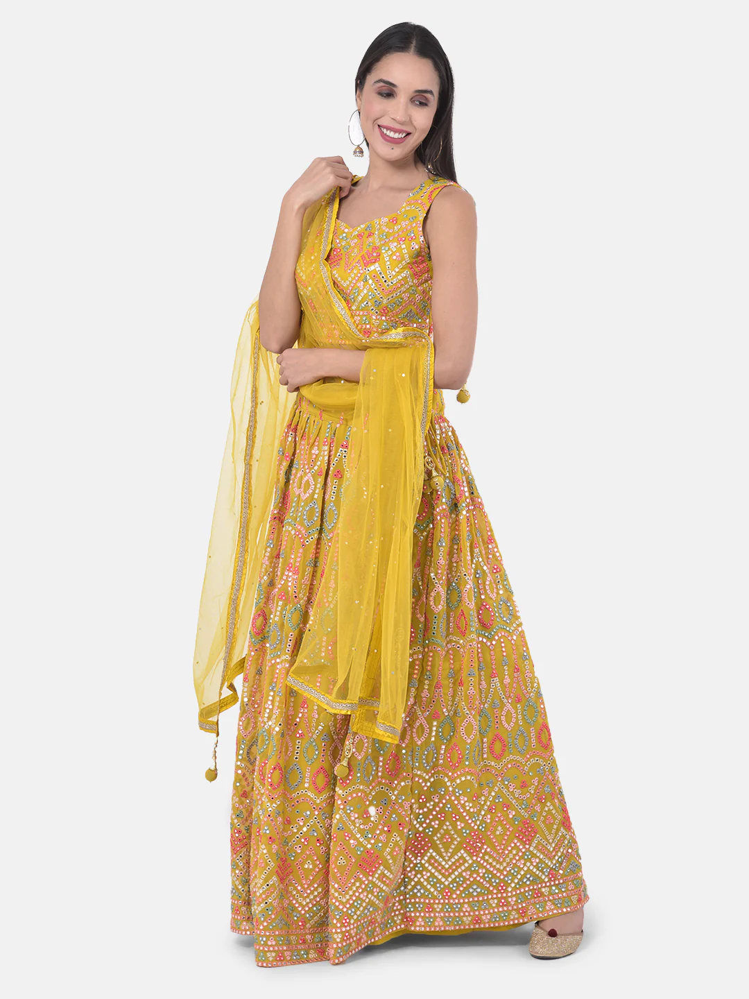 Neerus Yellow Embellished Lehenga Set - Image 3