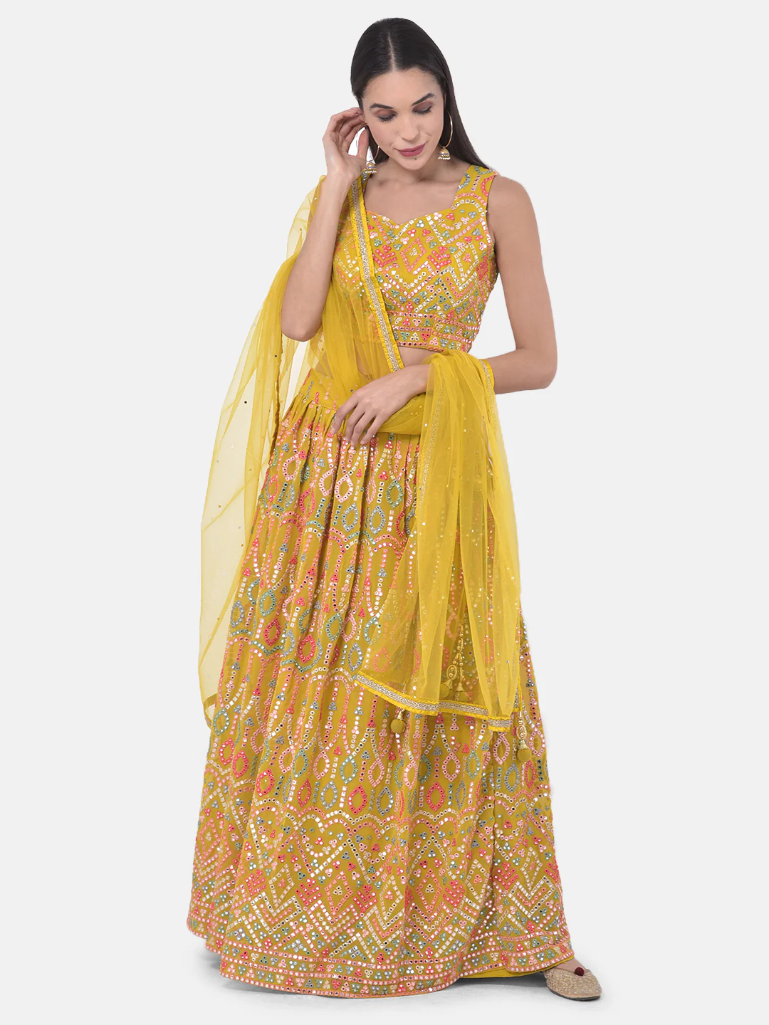 Neerus Yellow Embellished Lehenga Set - Image 8