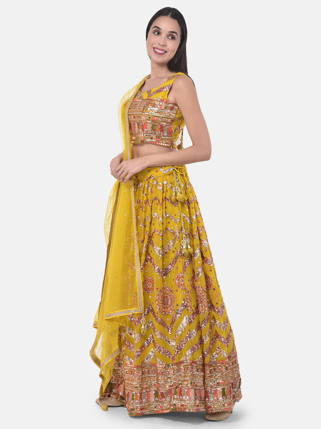 Neerus Yellow Embellished Lehenga Set - Image 2