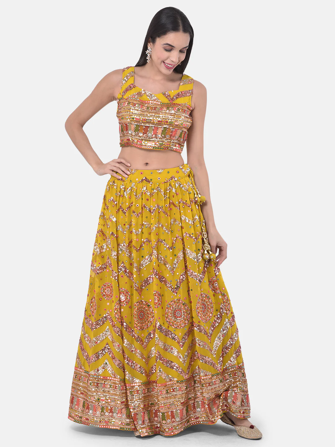 Neerus Yellow Embellished Lehenga Set - Image 7