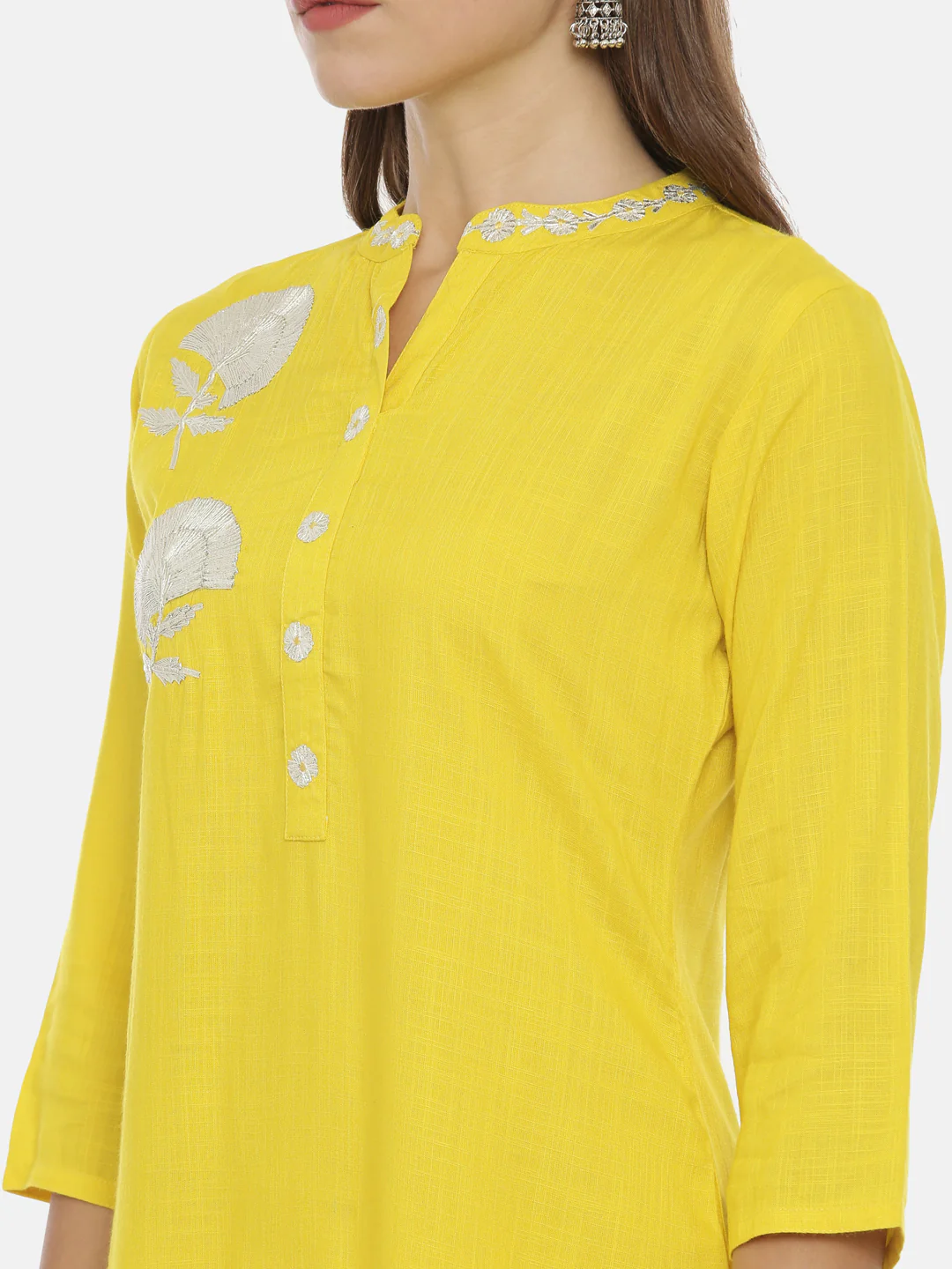 Neerus Yellow Embellished Straight Kurta - Image 2