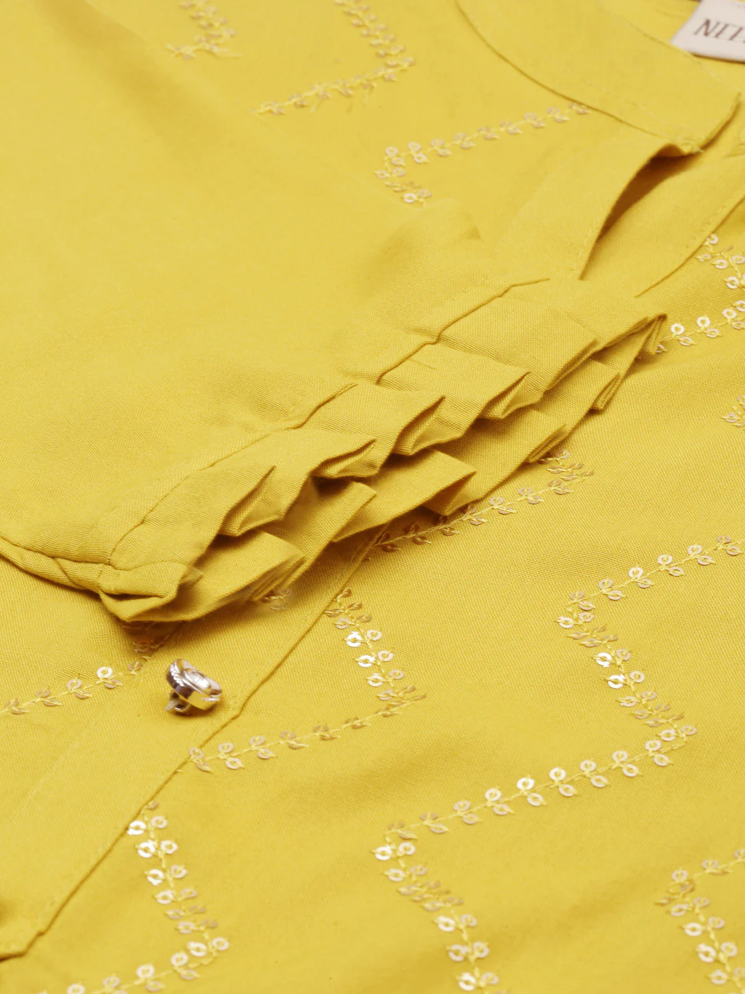 Neerus Yellow Embellished Straight Kurta - Image 4