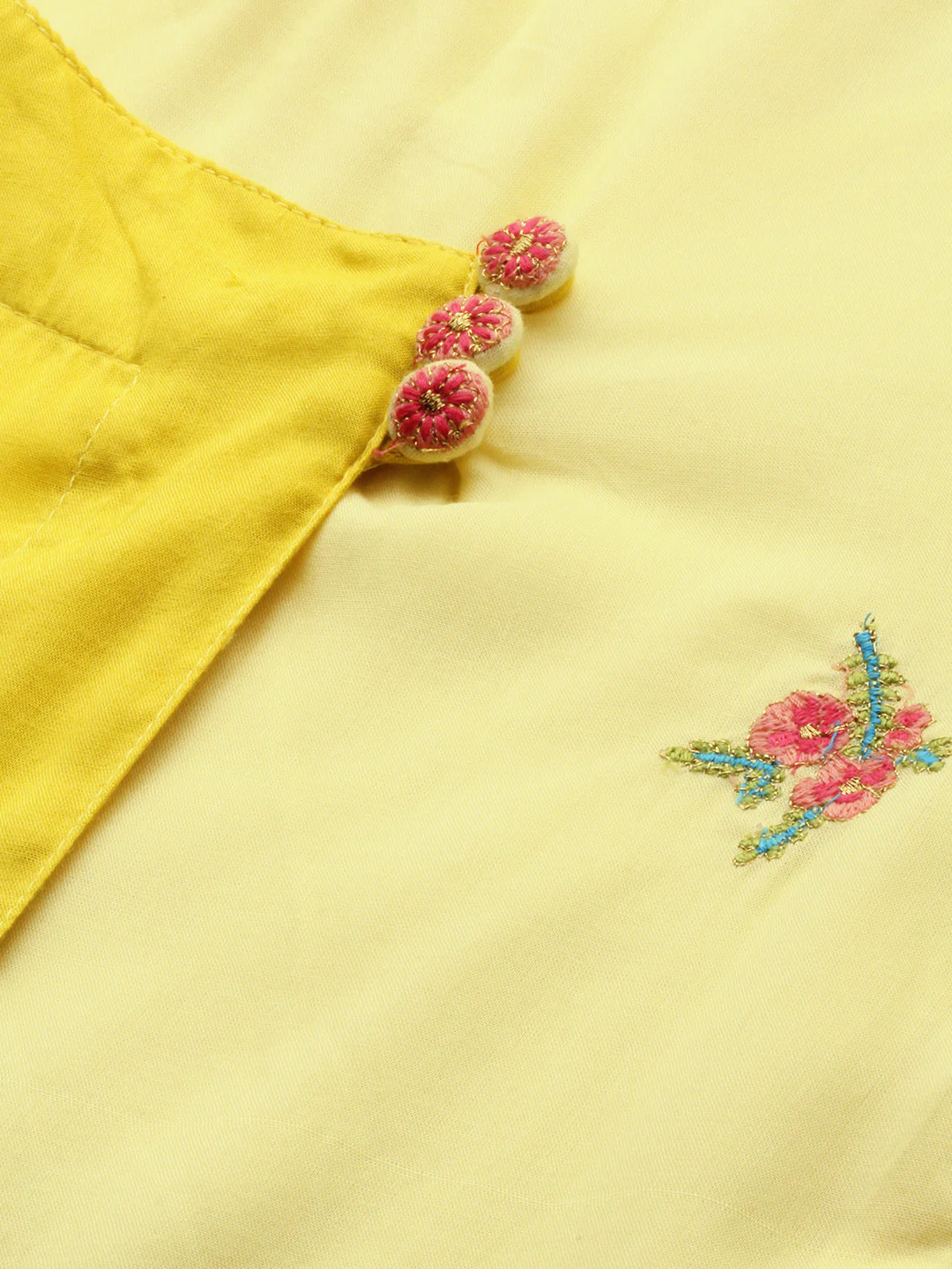 Neerus Yellow Embroidered Angrakha Kurta - Image 2