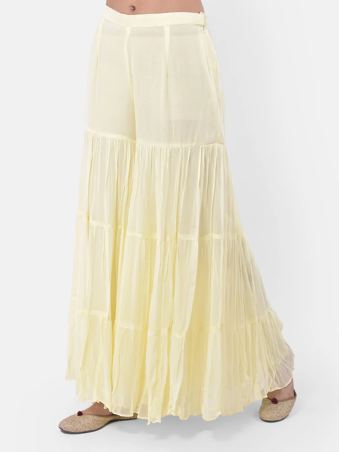 Neerus Yellow Embroidered Kurta With Sharara & Dupatta - Image 7