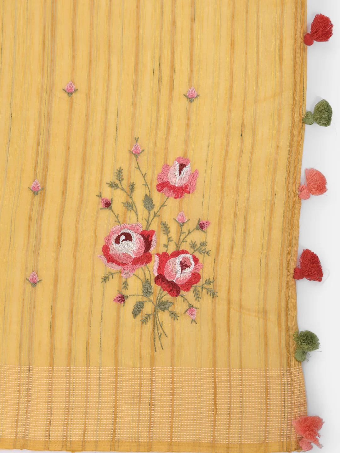 Neerus Yellow Embroidered Saree With Blouse - Image 4