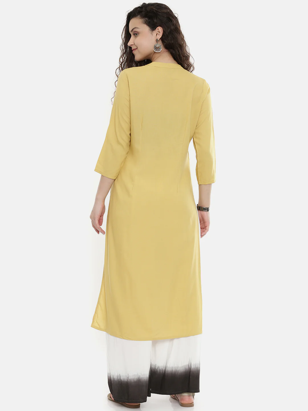 Neerus Yellow Embroidered Straight Kurta - Image 5